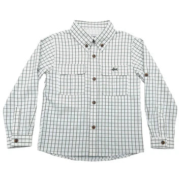 Flagler Fishing Shirt- White/Olive Plaid