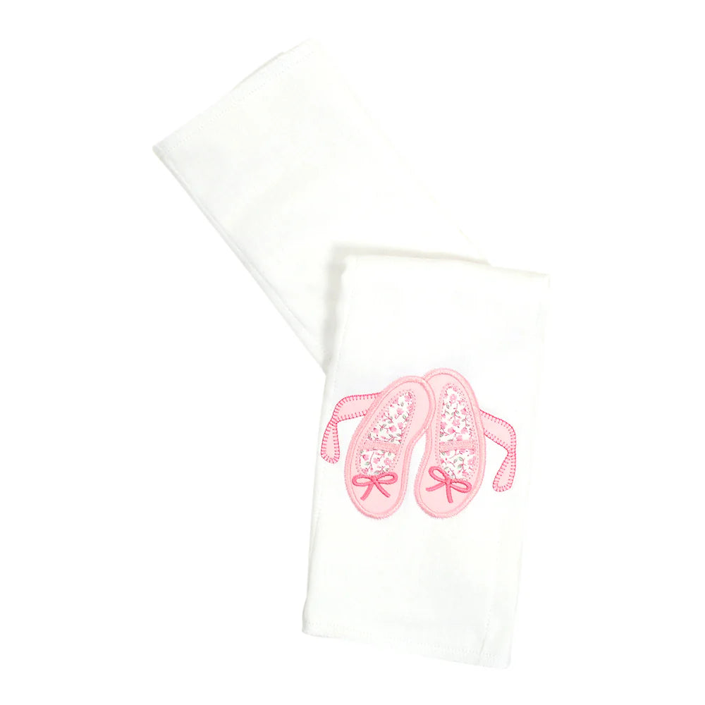 Ballet Shoes Appliqued Burp Cloth