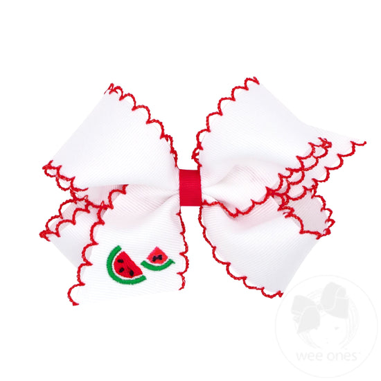 Medium Embroidered Grosgrain Bow