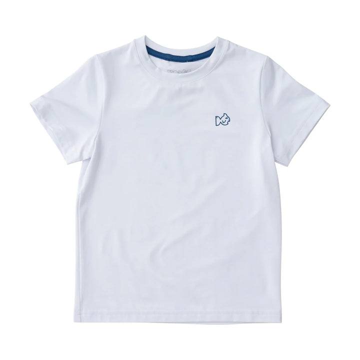 Kids Pro Performance Short Sleeve Fishing T-shirt- Bright White with Mahi Catch of the Day