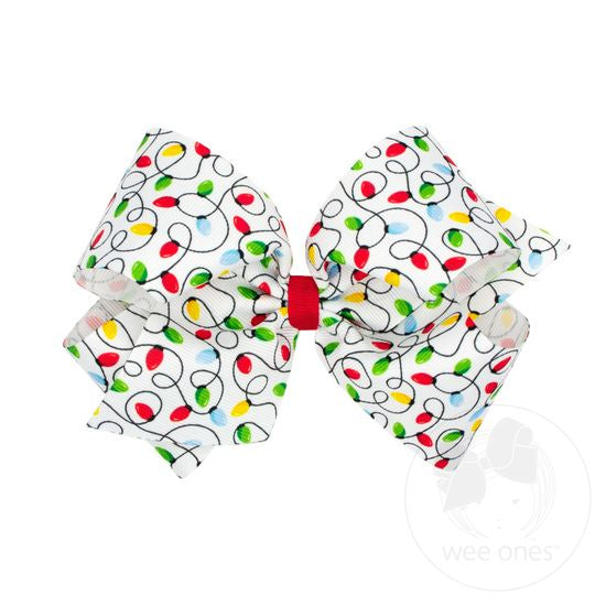 King Grosgrain Hair Bow- Christmas Lights