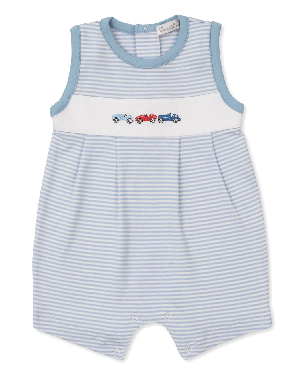 Car Central Stripe Sleeveless Playsuit- Light Blue