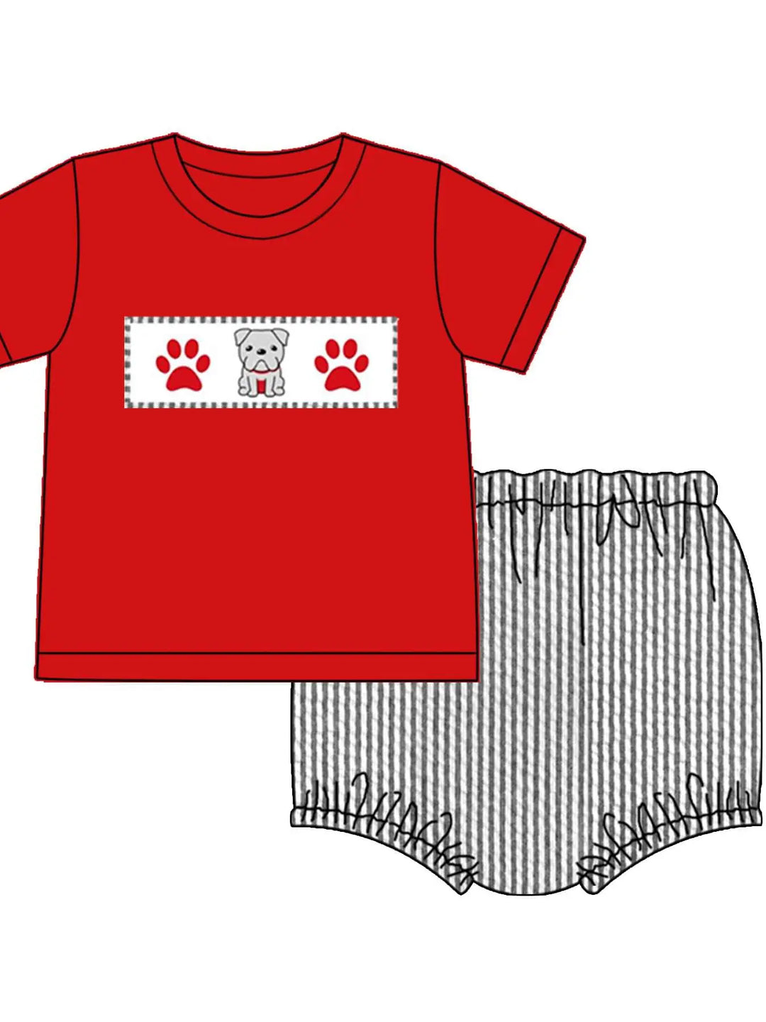 Collegiate Embroidered Seersucker Boy Diaper Set - Dawg