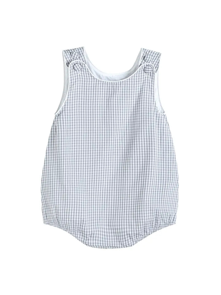 Classic Gray Gingham Baby Bubble Romper