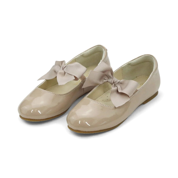 Amelia Bow Flat- Patent Taupe
