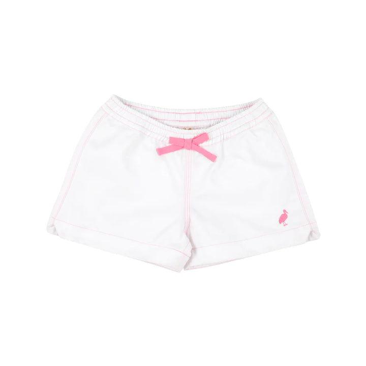 Cheryl Shorts- Worth Avenue White With Hamptons Hot Pink Stitching & Stork