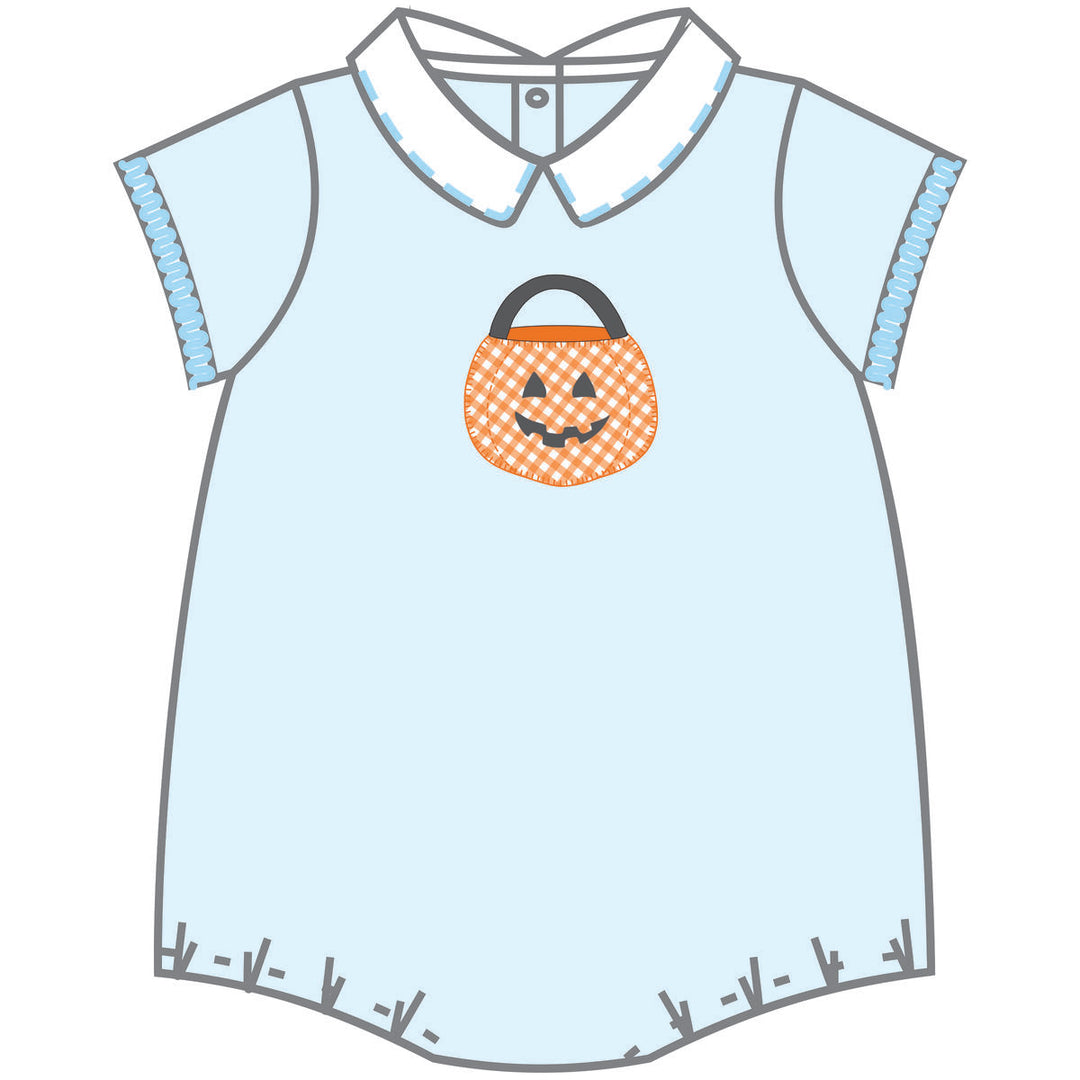 Trick or Treat Appliqué Collared S/S Bubble- Blue