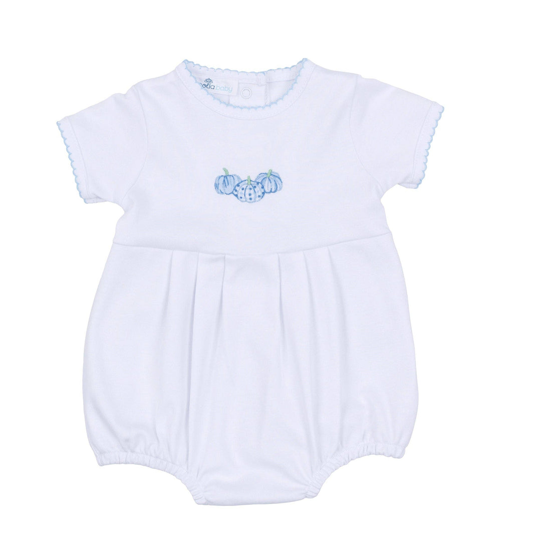 Precious Pumpkins Embroidered Short Sleeve Bubble - Light Blue
