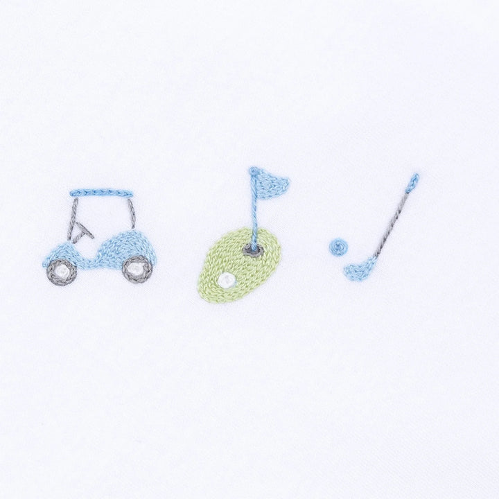 Tiny Tee Time Embroidered Converter Gown- Light Blue