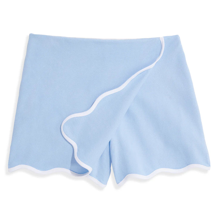 Scalloped Tennis Skort- Blue/White