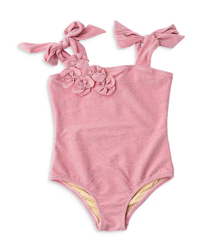 Shimmer Flowers Swimsuit- Coral