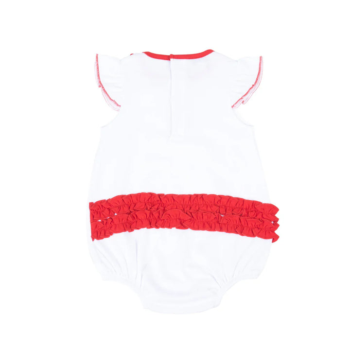Bulldog Pride Embroidered Ruffle Flutters Bubble- Red