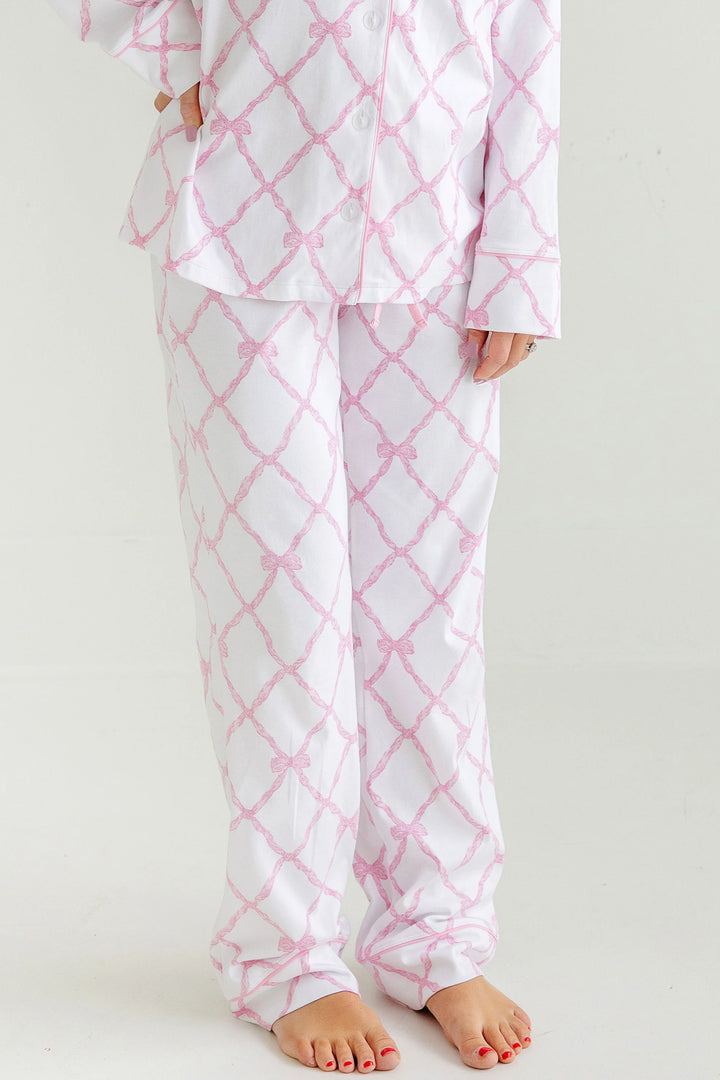 Let Me Lounge Pants - Belle Meade Bow- Pier Party Pink