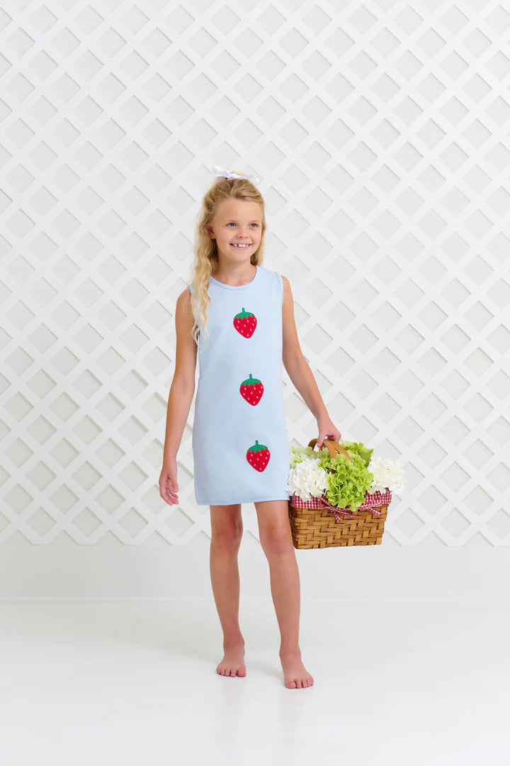 Annie Apron Dress- Buckhead Blue/Strawberries