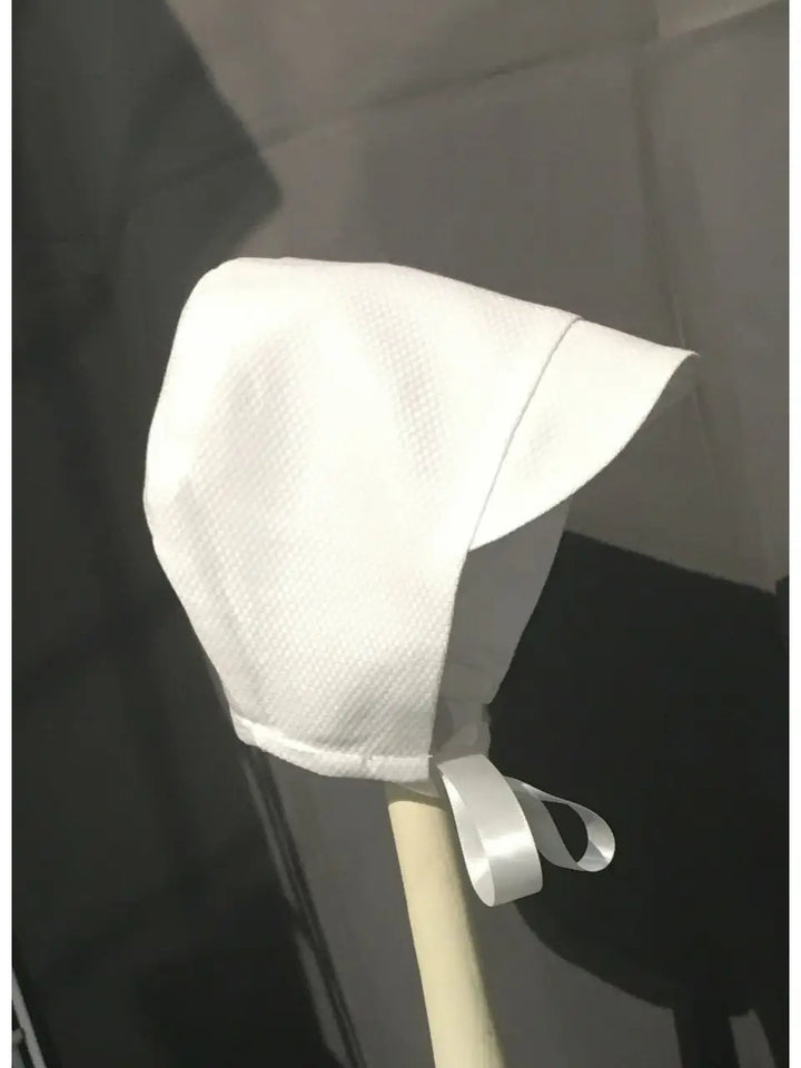 White Cotton Pique Baby Boy Bonnet