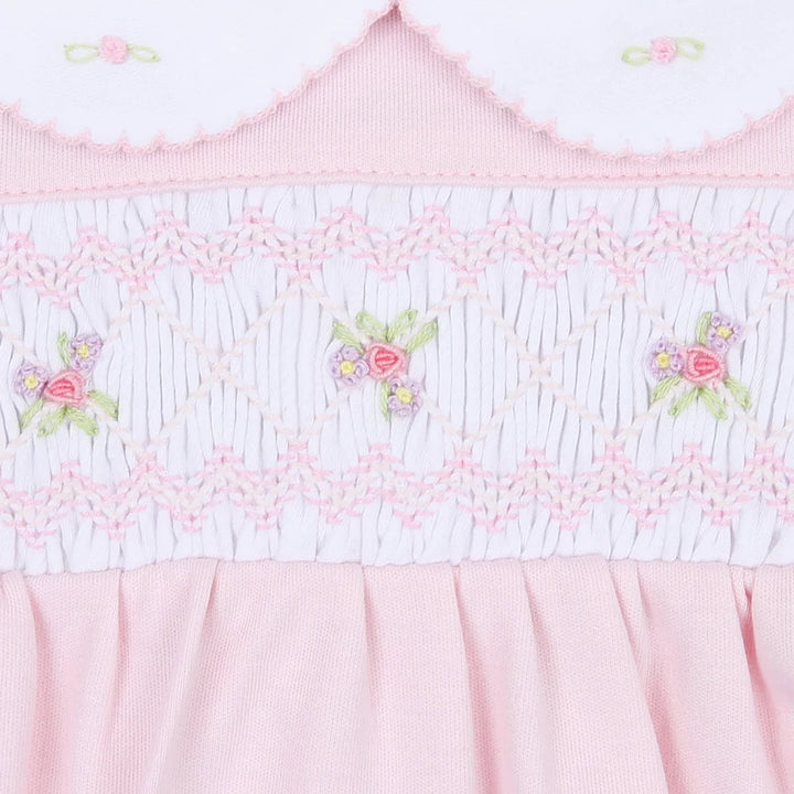 Freya & Finn Smocked Collared Footie- Pink