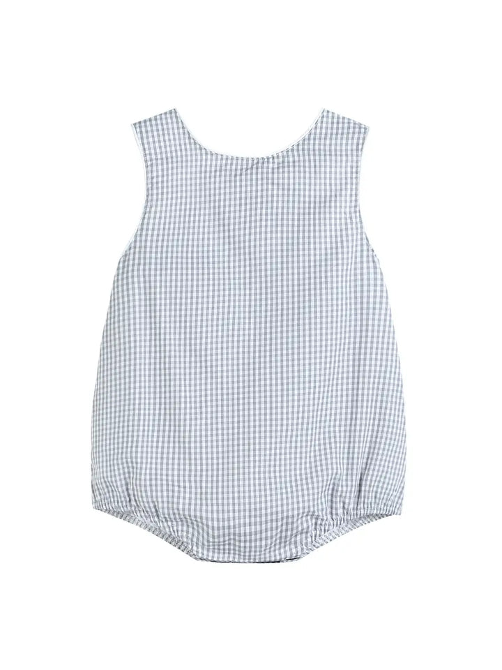 Classic Gray Gingham Baby Bubble Romper
