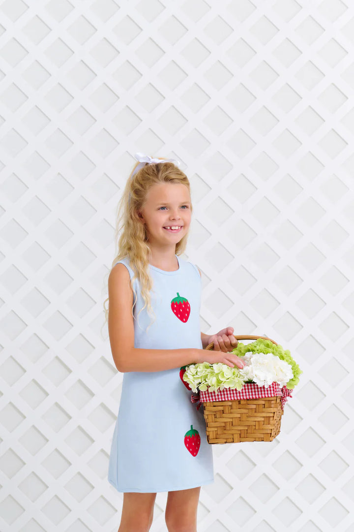 Annie Apron Dress- Buckhead Blue/Strawberries