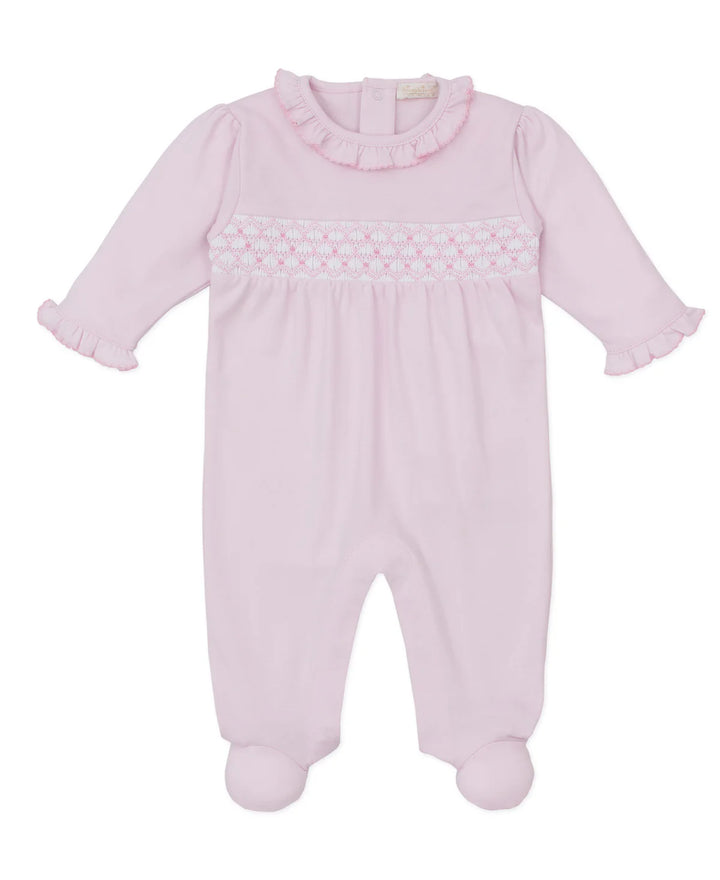Hand Smocked Footie- Pink