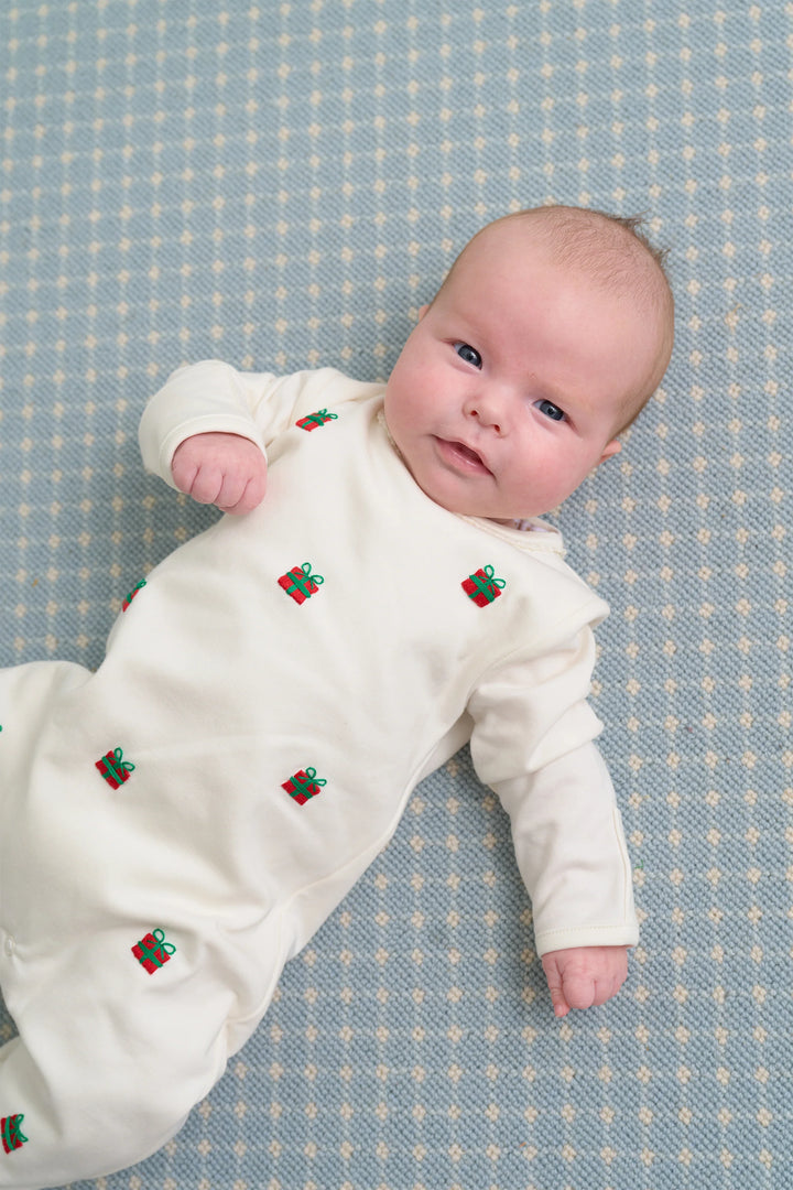 Rock Me Romper (Unisex)- Palmetto Pearl with Present Embroidery