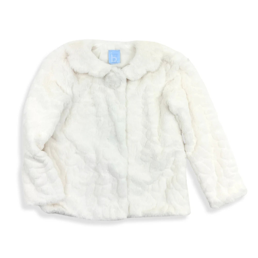 Scalloped Collar Gretchen Coat- Ivory Faux Fur