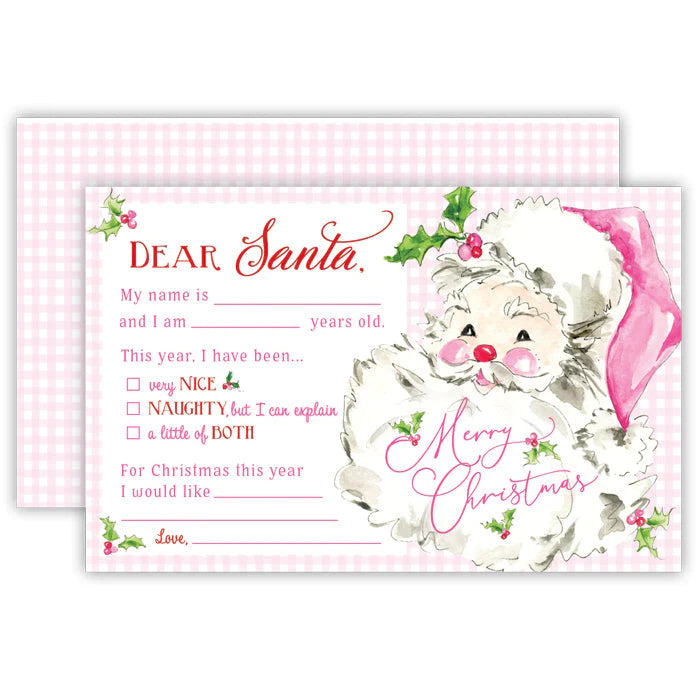 Letter to Santa- Handpainted Pink Santa