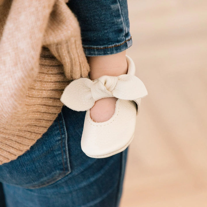 Birch Knotted Bow Baby Shoe- Soft Sole