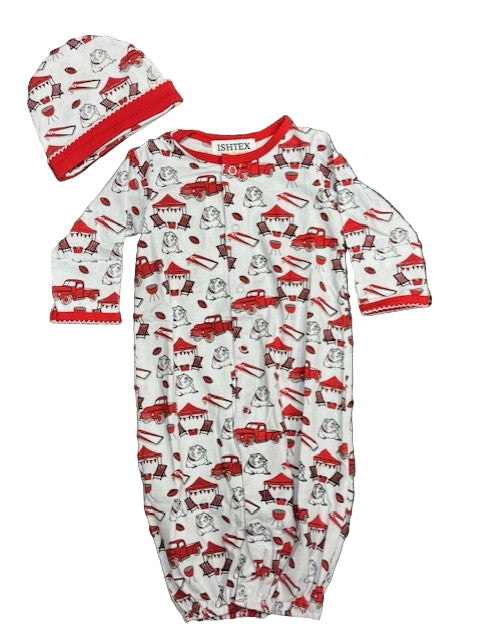 Bulldog Daygown & Hat Set