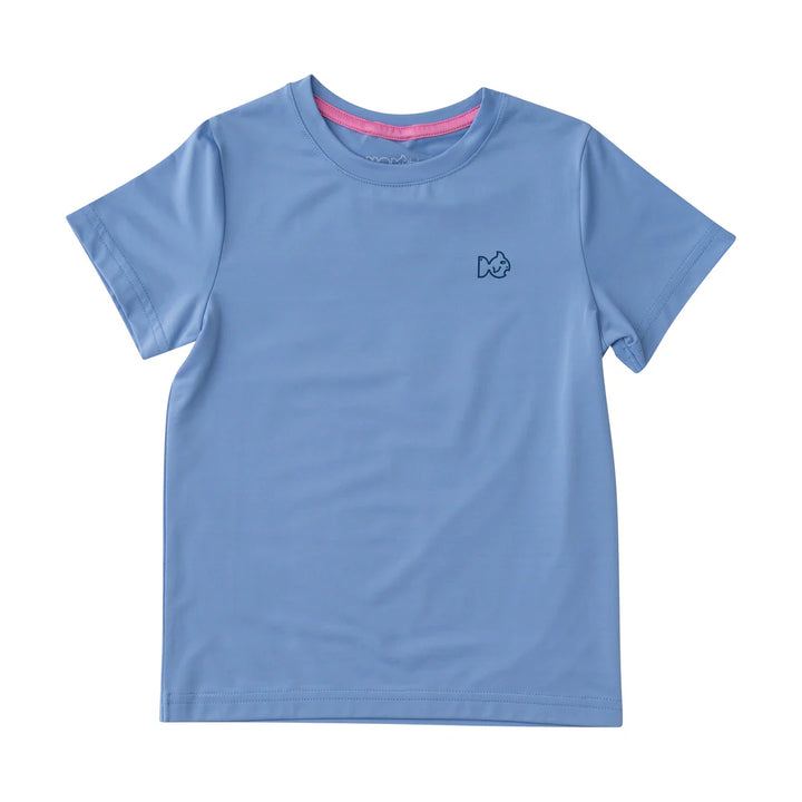 Girls Pro Performance Short Sleeve Fishing T-shirt - Coastline Blue with Life's a Beach