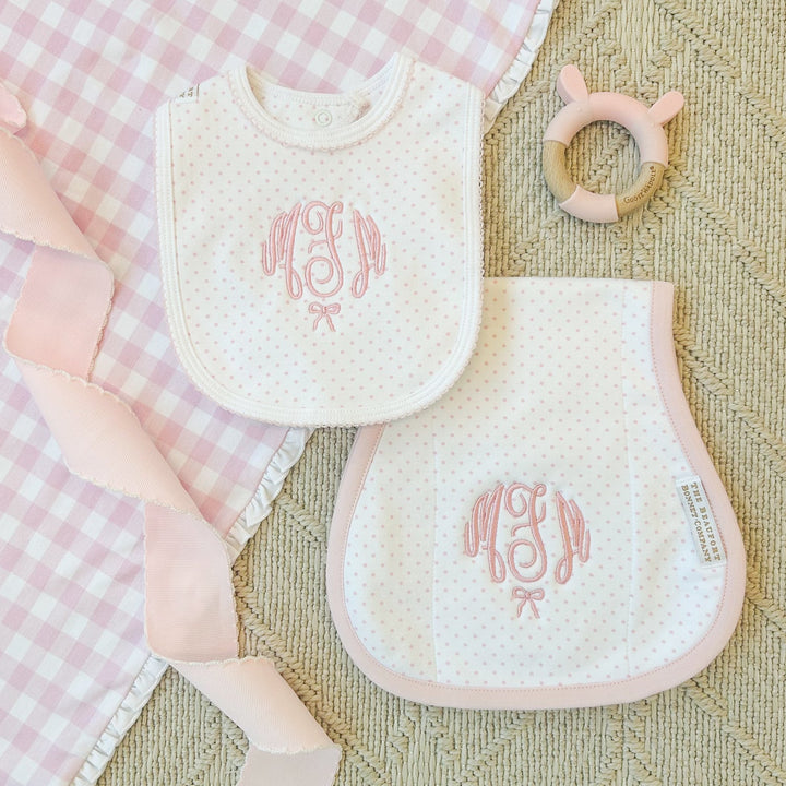 Burp Me Bib- Palm Beach Pink Micro Dot