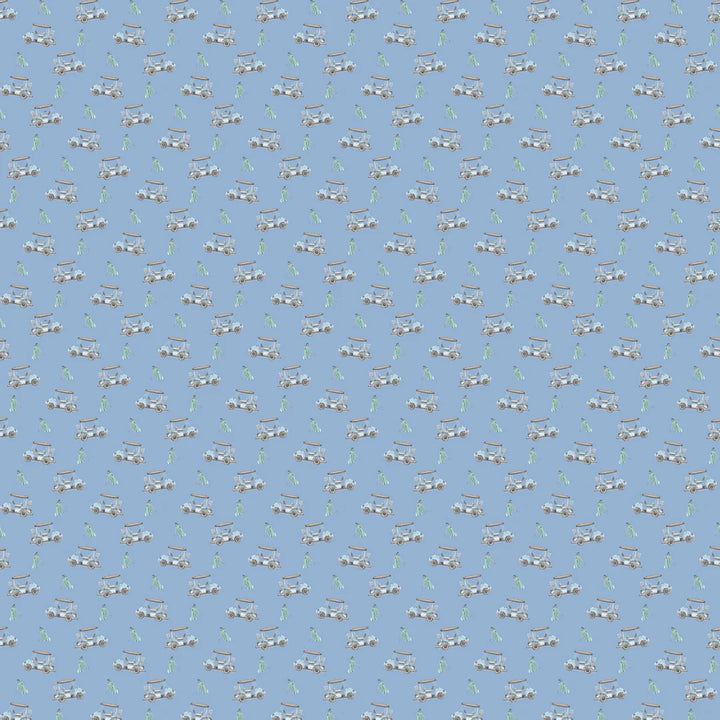 Short Sleeve Pro Performance Polo- Powder Blue Golf Cart Print