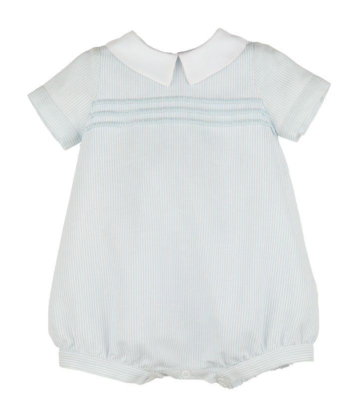 Pleated Embro Boy Bubble- Blue