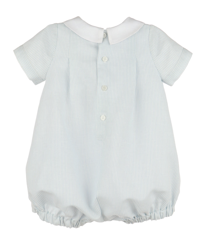 Pleated Embro Boy Bubble- Blue