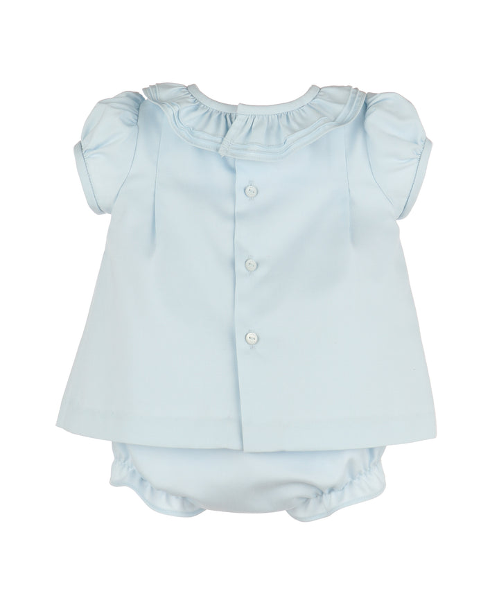 Pintucks & Lace Bishop- Blue