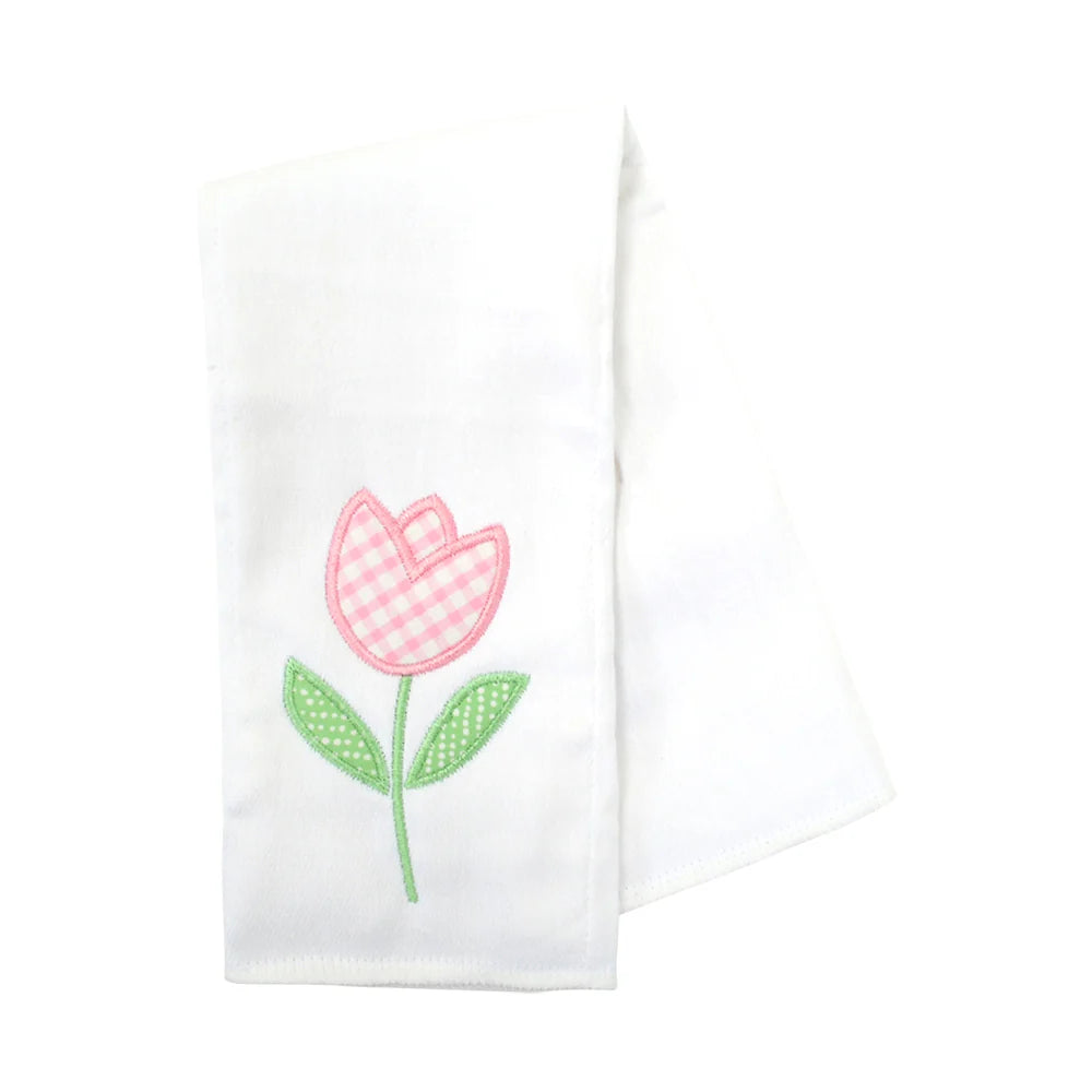 Tulip Appliqued Burp Cloth