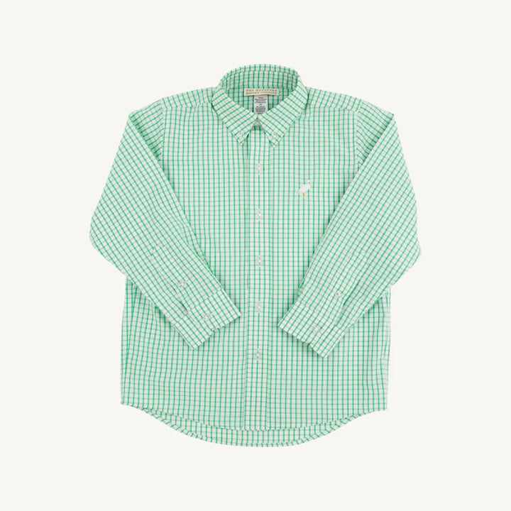 Dean's List Dress Shirt- Kiawah Kelly Green Windowpane