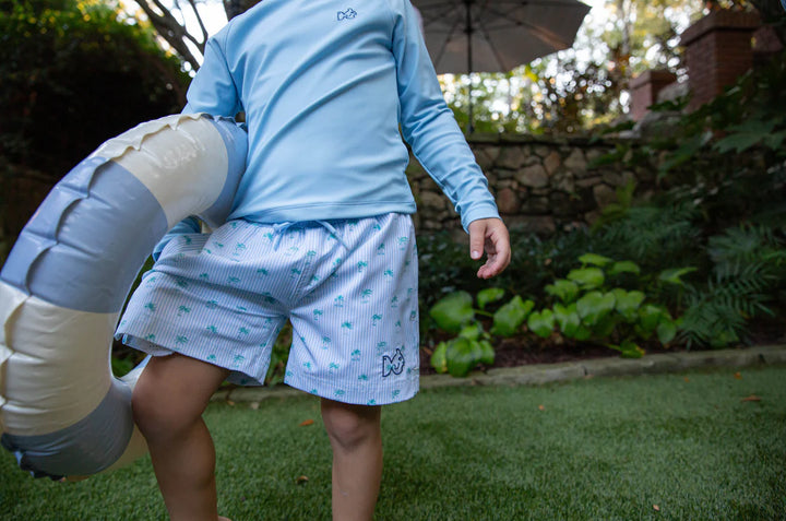 Boys Boogie Board Swim Trunks- Palm Tree Stripe Print
