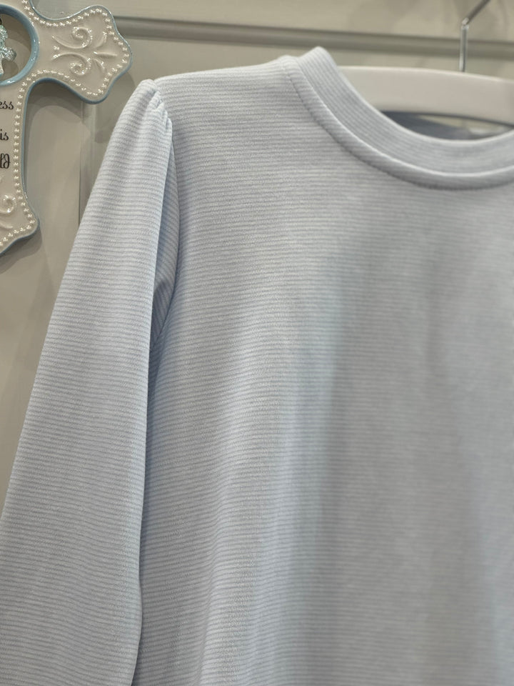 Light blue & white ruffle top & matching pants