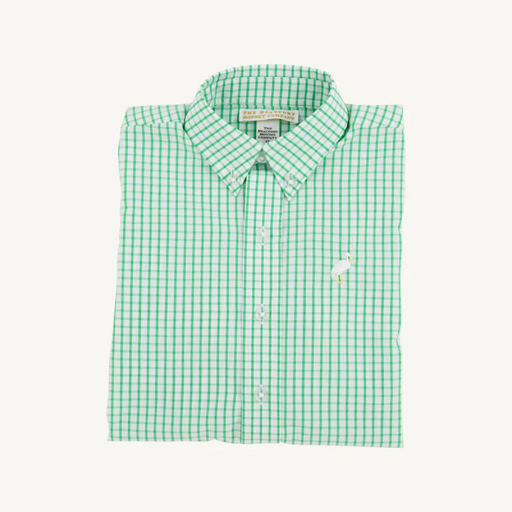 Dean's List Dress Shirt- Kiawah Kelly Green Windowpane