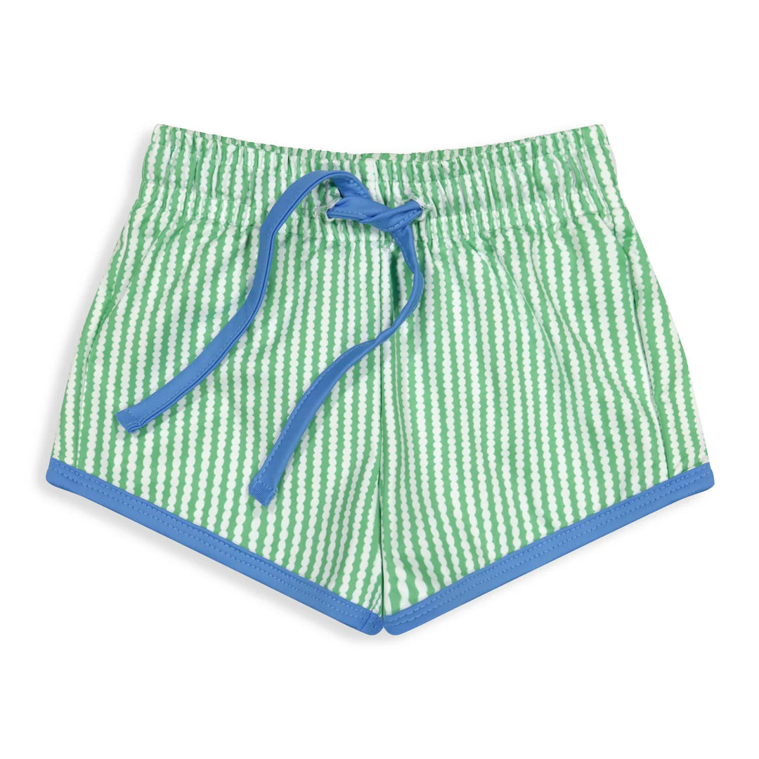 Bayshore Swim Trunk- Green Bubble Stripe