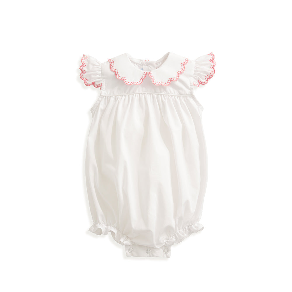 Rose Embroidered Bubble- White