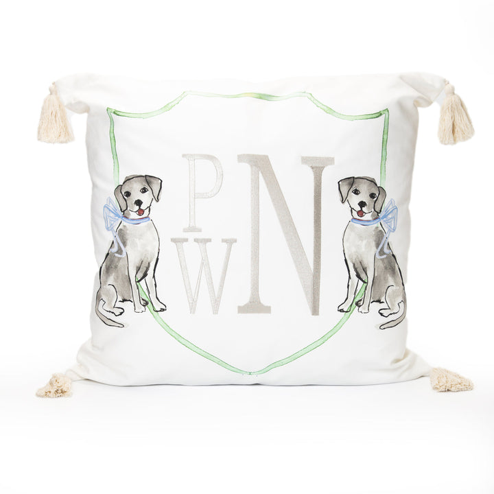 Yellow Puppy Dog with Bow Euro Case with Tassels