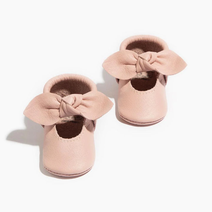 Blush Knotted Bow Baby Shoe- Soft Sole