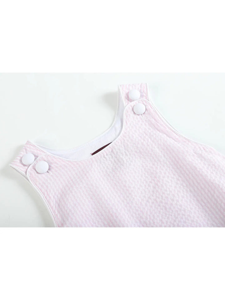 Classic Pink Seersucker Bubble Romper
