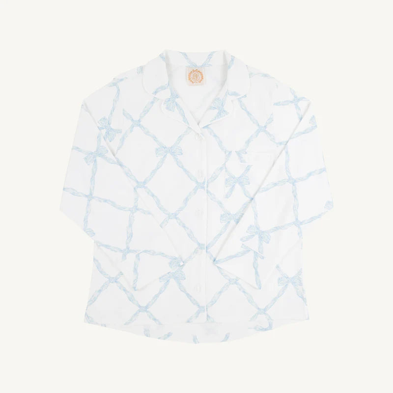 Let Me Lounge LS Top- Belle Meade Bow- Buckhead Blue, Samantha Ganas