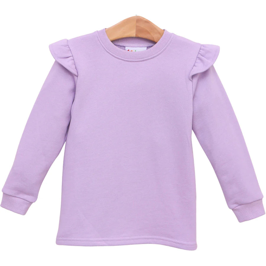French Terry Flutter Pullover- Lavender