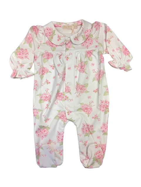 Pompous Hydrangeas Printed Footie with Round Collar