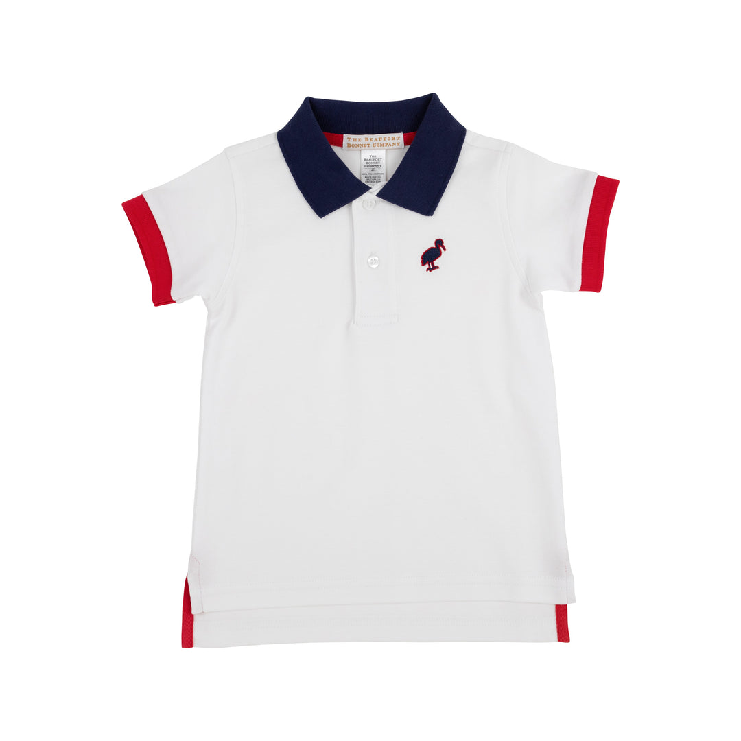 Prim & Proper Polo - Worth Avenue White with Richmond Red and Nantucket Navy