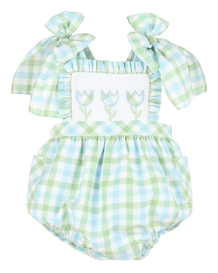 Pastel Plaid Sunsuit- Blue/Green