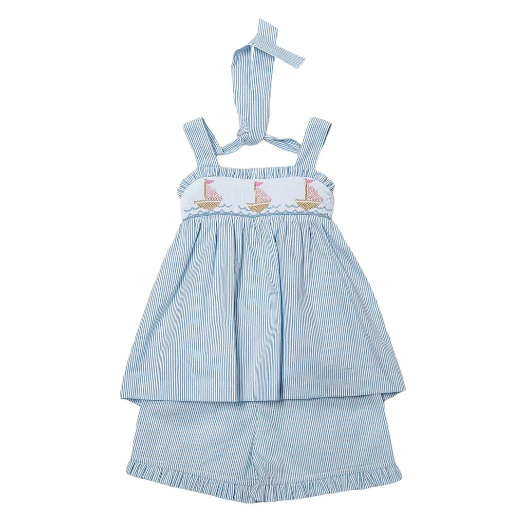 Smocked Sailboat Rachel Short Set